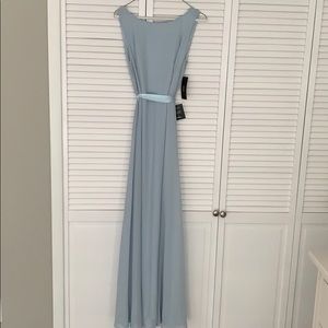 Floor length blue dress